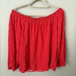 Maurices Polka Dot Off the Shoulder Top Size XL
